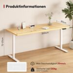 Bureau assis debout 200×80 cm double moteur, 4 mémoires, anti-collision