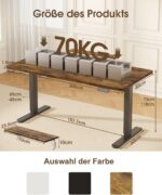 Bureau assis-debout électrique 200×80 cm avec support d’écran