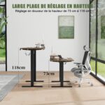 Bureau assis-debout électrique 200×80 cm avec support d’écran