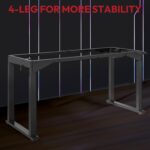 Bureau assis-debout électrique 180×80 cm 4 pieds