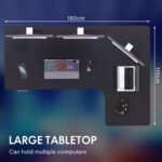 Bureau assis-debout électrique 180×80 cm 4 pieds