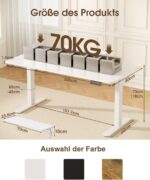 Bureau assis-debout électrique 200×80 cm avec support d’écran