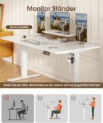 Bureau assis-debout électrique 200×80 cm avec support d’écran