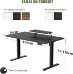 Bureau assis-debout électrique 200×80 cm avec support d’écran