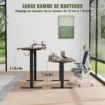 Bureau assis-debout électrique 200×80 cm avec support d’écran