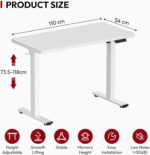 Bureau assis-debout électrique 180×80 cm 4 pieds