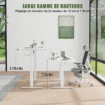 Bureau assis-debout électrique 200×80 cm avec support d’écran