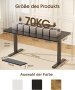 Bureau assis-debout électrique 200×80 cm avec support d’écran