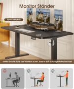 Bureau assis-debout électrique 200×80 cm avec support d’écran