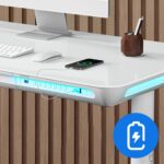 Bureau électrique réglable avec plateau verre 120×60 cm hauteur 72–118 cm et ports USB