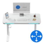 Bureau électrique réglable avec plateau verre 120×60 cm hauteur 72–118 cm et ports USB