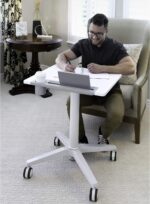 Bureau électrique réglable en hauteur AirLIFT 121×61 cm – verre trempé, 73–120 cm, 2 moteurs