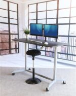 Bureau électrique réglable en hauteur AirLIFT 121×61 cm – verre trempé, 73–120 cm, 2 moteurs