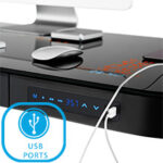 Bureau électrique réglable en hauteur AirLIFT 121×61 cm – verre trempé, 73–120 cm, 2 moteurs