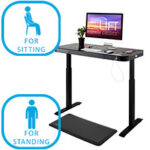 Bureau électrique réglable en hauteur AirLIFT 121×61 cm – verre trempé, 73–120 cm, 2 moteurs