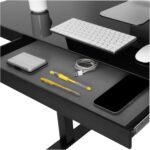 Bureau électrique réglable en hauteur AirLIFT 121×61 cm – verre trempé, 73–120 cm, 2 moteurs