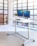 Bureau électrique réglable en hauteur AirLIFT 121×61 cm – verre trempé, 73–120 cm, 2 moteurs