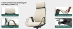 Chaise de bureau EUREKA ERGONOMIC beige inclinaison 90° à 139°