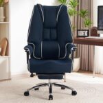 Chaise de bureau avec repose-pieds dossier en maille, inclinaison 90–135°