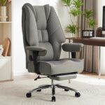 Chaise de bureau avec repose-pieds dossier en maille, inclinaison 90–135°