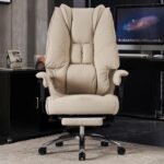 Chaise de bureau avec repose-pieds dossier en maille, inclinaison 90–135°