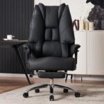 Chaise de bureau avec repose-pieds dossier en maille, inclinaison 90–135°