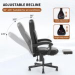 Chaise de bureau massante dossier haut avec chaleur et repose-pieds