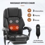 Chaise de bureau massante dossier haut avec chaleur et repose-pieds