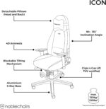 Chaise cuir véritable cognac/noir inclinable 135° accoudoirs 4D