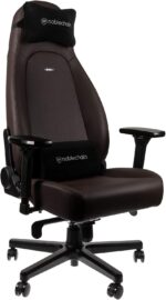 Chaise cuir véritable cognac/noir inclinable 135° accoudoirs 4D