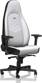 Chaise cuir véritable cognac/noir inclinable 135° accoudoirs 4D