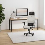 Chaise cuir véritable cognac/noir inclinable 135° accoudoirs 4D