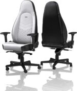 Chaise cuir véritable cognac/noir inclinable 135° accoudoirs 4D