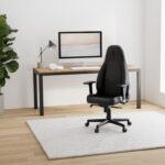 Chaise cuir véritable cognac/noir inclinable 135° accoudoirs 4D