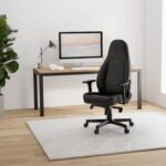 Chaise cuir véritable cognac/noir inclinable 135° accoudoirs 4D