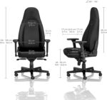 Chaise cuir véritable cognac/noir inclinable 135° accoudoirs 4D