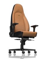 Chaise cuir véritable cognac/noir inclinable 135° accoudoirs 4D