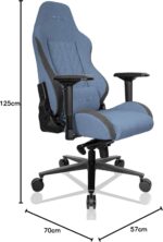 Chaise gaming tissu réglable 90–180° accoudoirs 4D 150 kg