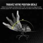 Fauteuil gaming 4D, inclinaison 90 – 160°, tissu respirant