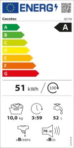 Lave-linge 9 kg 1400 tr/min,16 programmes, vapeur, moteur Inverter