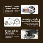 Robot pâtissier 5 L, structure métal moulé, minuterie