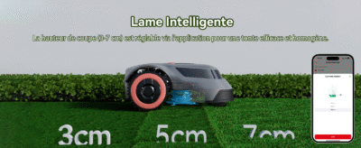 Robot tondeuse sans fil Redkey MGC500 500 m², navigation C-ToF, hauteur 3–7 cm, pente 45 %