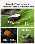 Robot tondeuse sans fil 500 m², NetRTK + vision, sans station, module 4G inclus