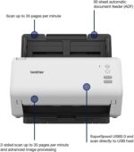 Scanner de documents recto-verso 60 ppm, ADF 100 feuilles, Wi-Fi/Ethernet/USB 3.0