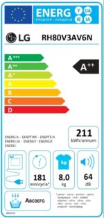 Sèche-linge 8 kg LG Dual Inverter pompe à chaleur A+++