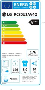 Sèche-linge 8 kg LG Dual Inverter pompe à chaleur A+++