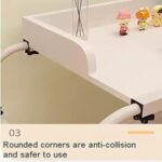 Table de lit réglable, roulettes verrouillables, 120–210 cm