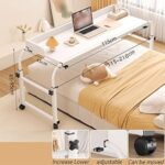 Table de lit réglable, roulettes verrouillables, 120–210 cm