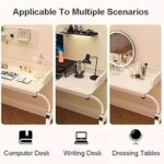 Table de lit réglable, roulettes verrouillables, 120–210 cm