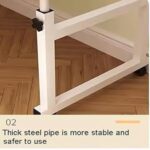 Table de lit réglable, roulettes verrouillables, 120–210 cm